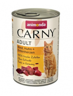 Animonda CARNY® cat Adult hovädzie,kura a kačacie srdiečka !posledný 1 kus! exp7.9.2024