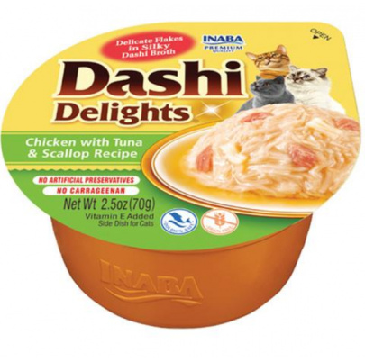 Inaba Dashi Delights cat Kura s tuniakom a hrebenatkou 6 x 70 g vanička