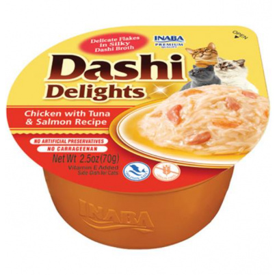 Inaba Dashi Delights cat Kura s tuniakom a lososom 6 x 70 g vanička